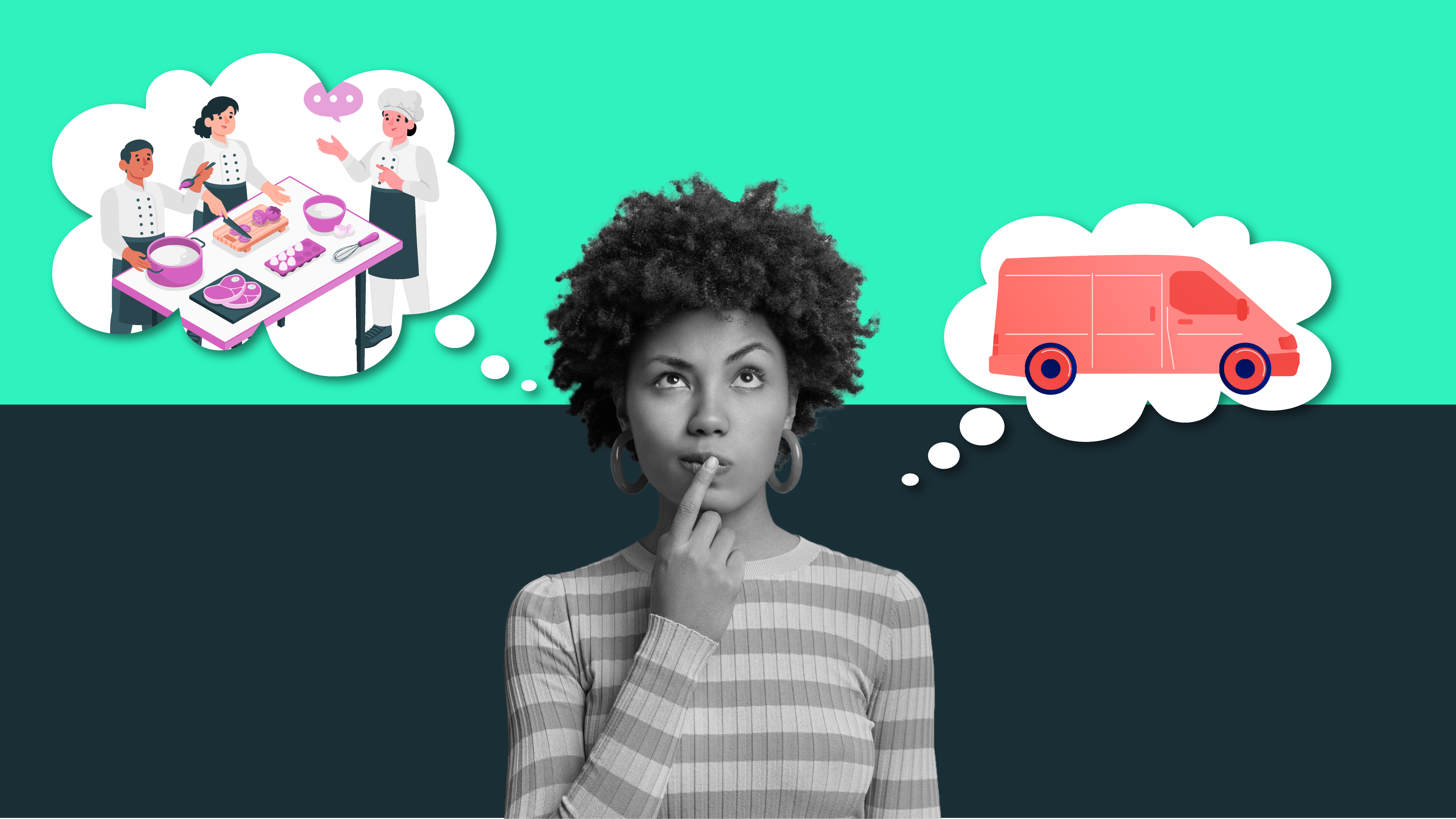 A person considers whether to offer cooking classes or meal delivery as her side hustle